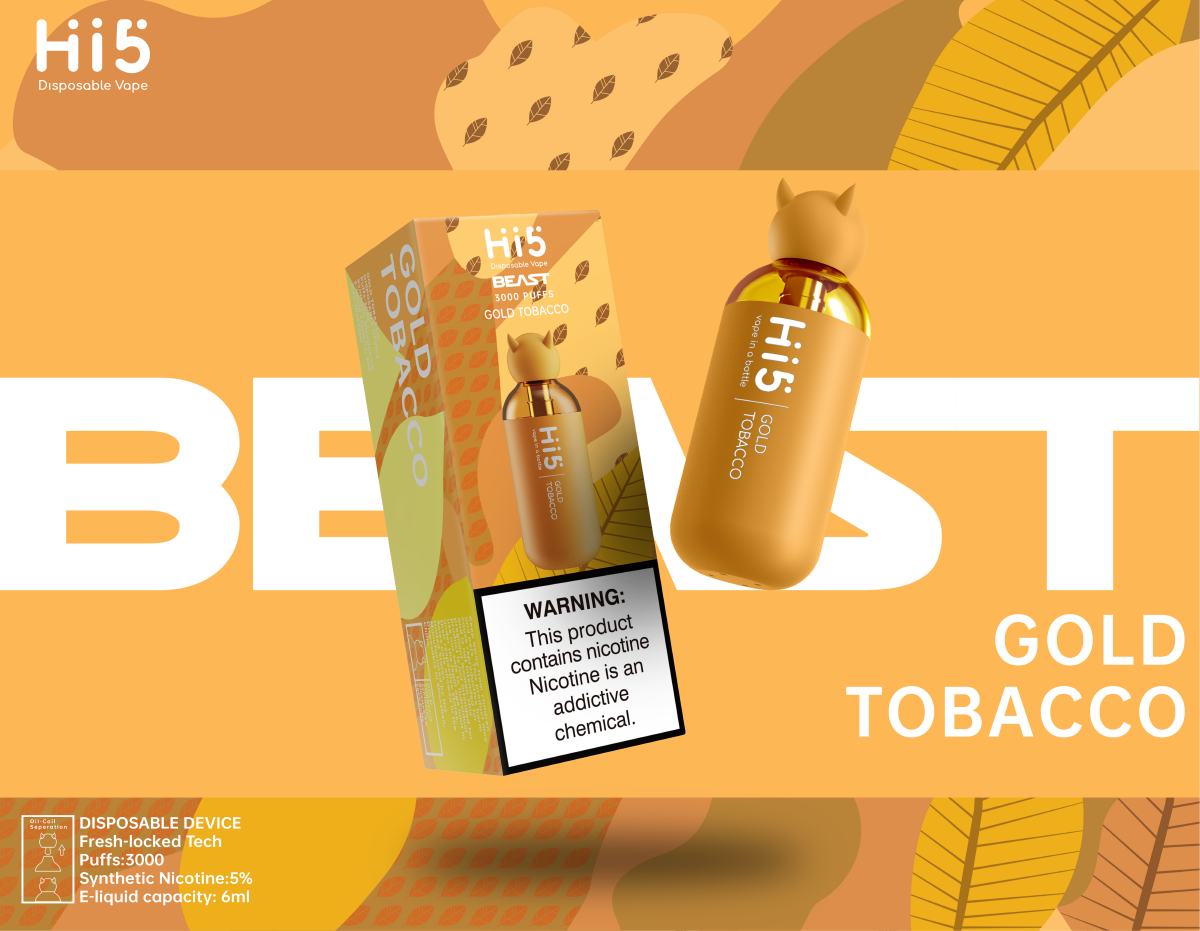 Hi5 Beast Disposable Vape Gold Tobacco Flavor