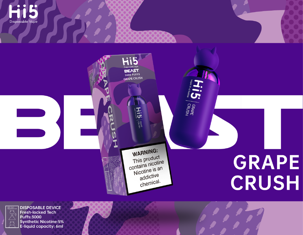 Hi5 Beast Disposable Vape Grape Crush Flavor