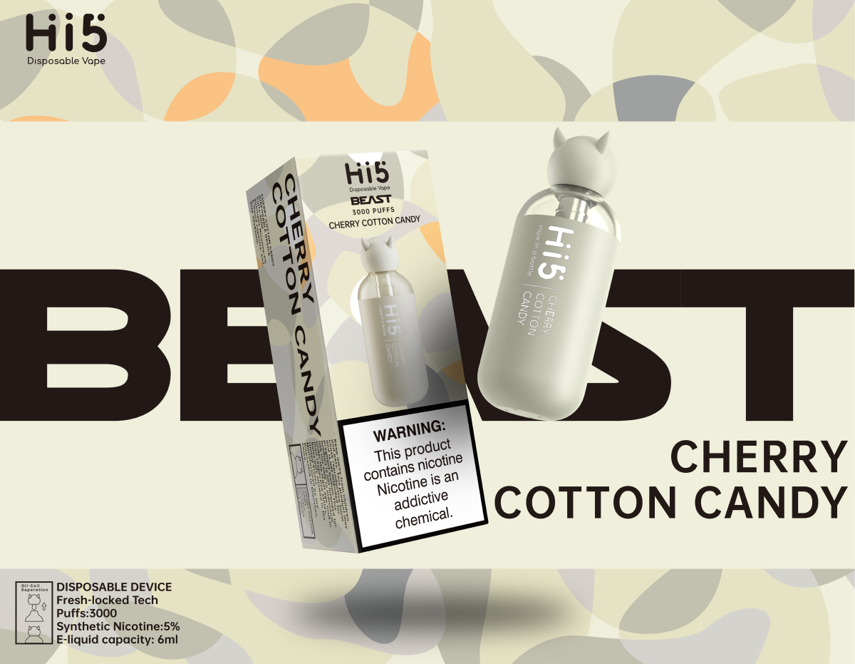 Hi5 Beast Disposable Vape Cherry Cotton Candy Flavor